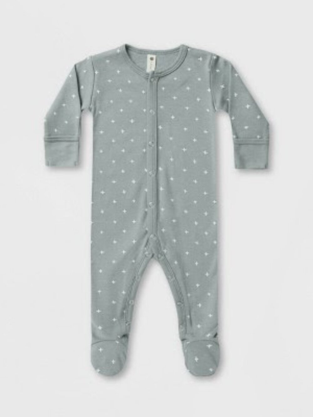 Quincy Mae full snap footie, green/white, 3-6 months